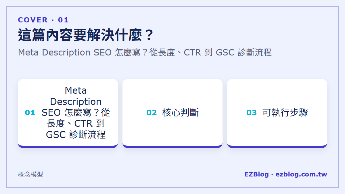Meta Description SEO 怎麼寫？從長度、CTR 到 GSC 診斷流程