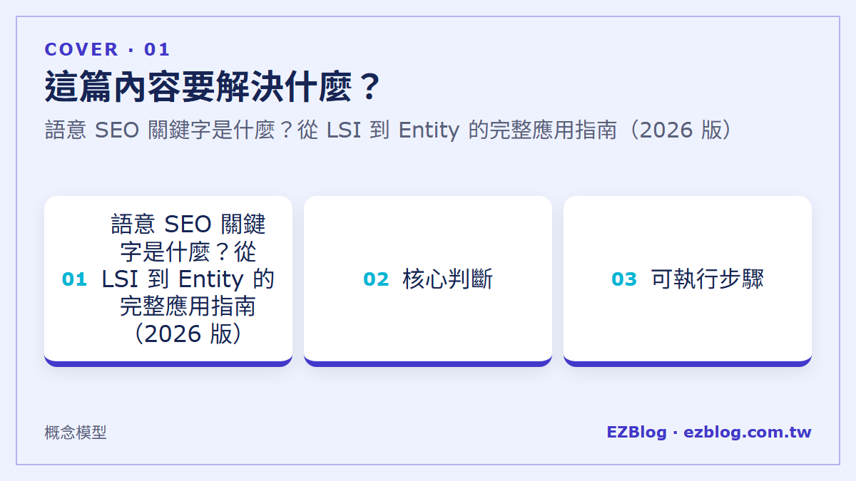 語意 SEO 關鍵字是什麼？從 LSI 到 Entity 的完整應用指南（2026 版）